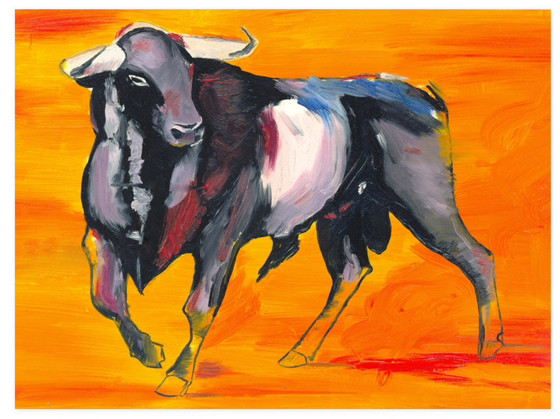 Bull Oil on Paper