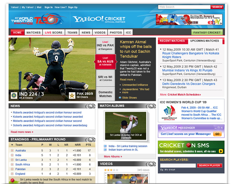 Yahoo! Cricket - ICC T20 Oficial Website
